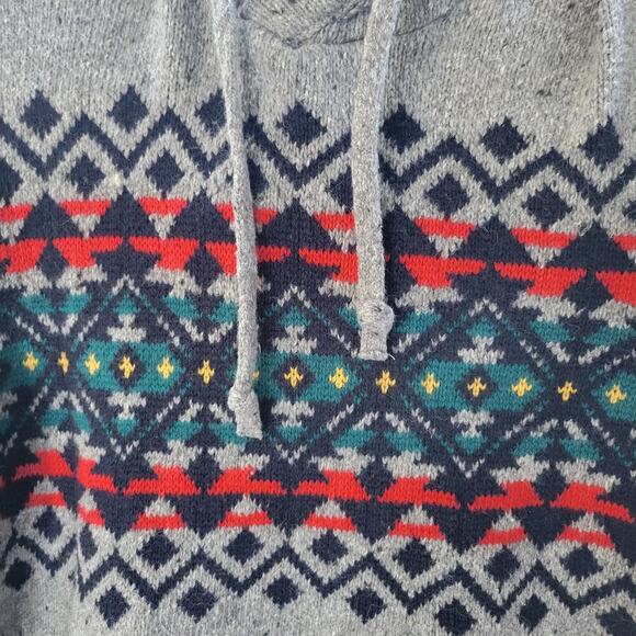 American Eagle Outfitters Fair Isle Hoodie Sweater XS Gray Seriously Soft Blend - Picture 3 of 9